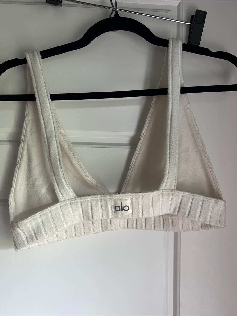 No size tag ALO Yoga Cream Terry Bralette with Ribbed Band